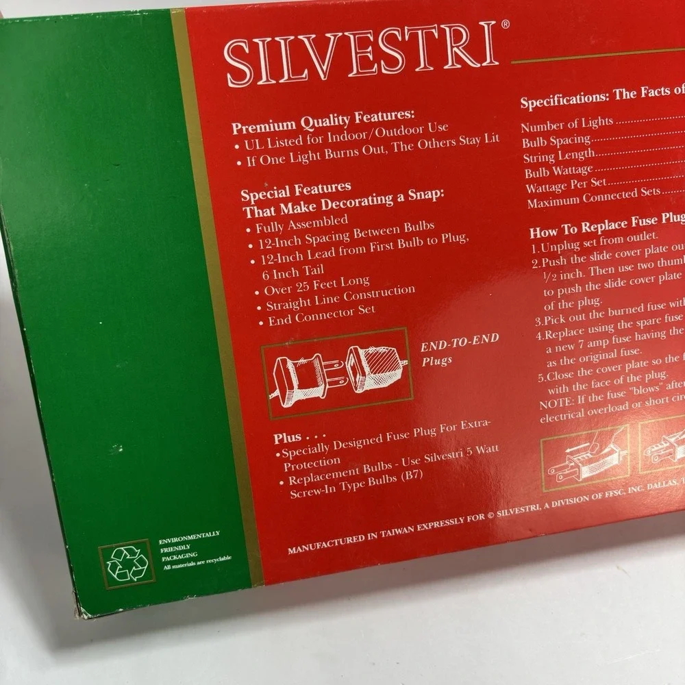 Vintage Silvestri Christmas Lights Multi Color Bulbs 25 Lights Indoor/Outdoor